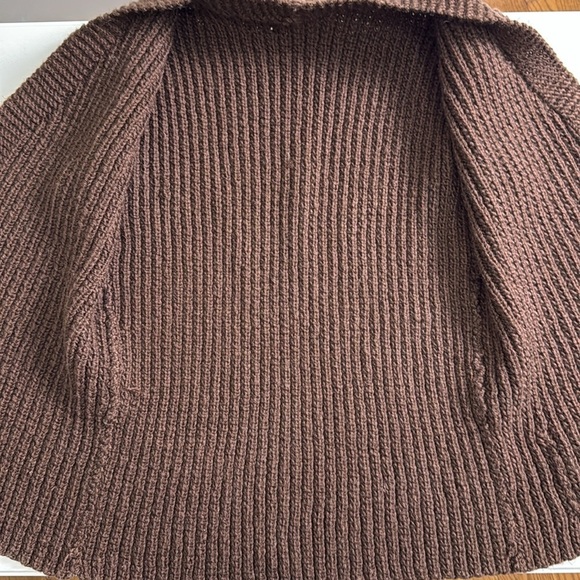 Vintage Brown Chunky Knit Wool Sweater Vest Button Grandpacore Dadcore - Picture 9 of 13